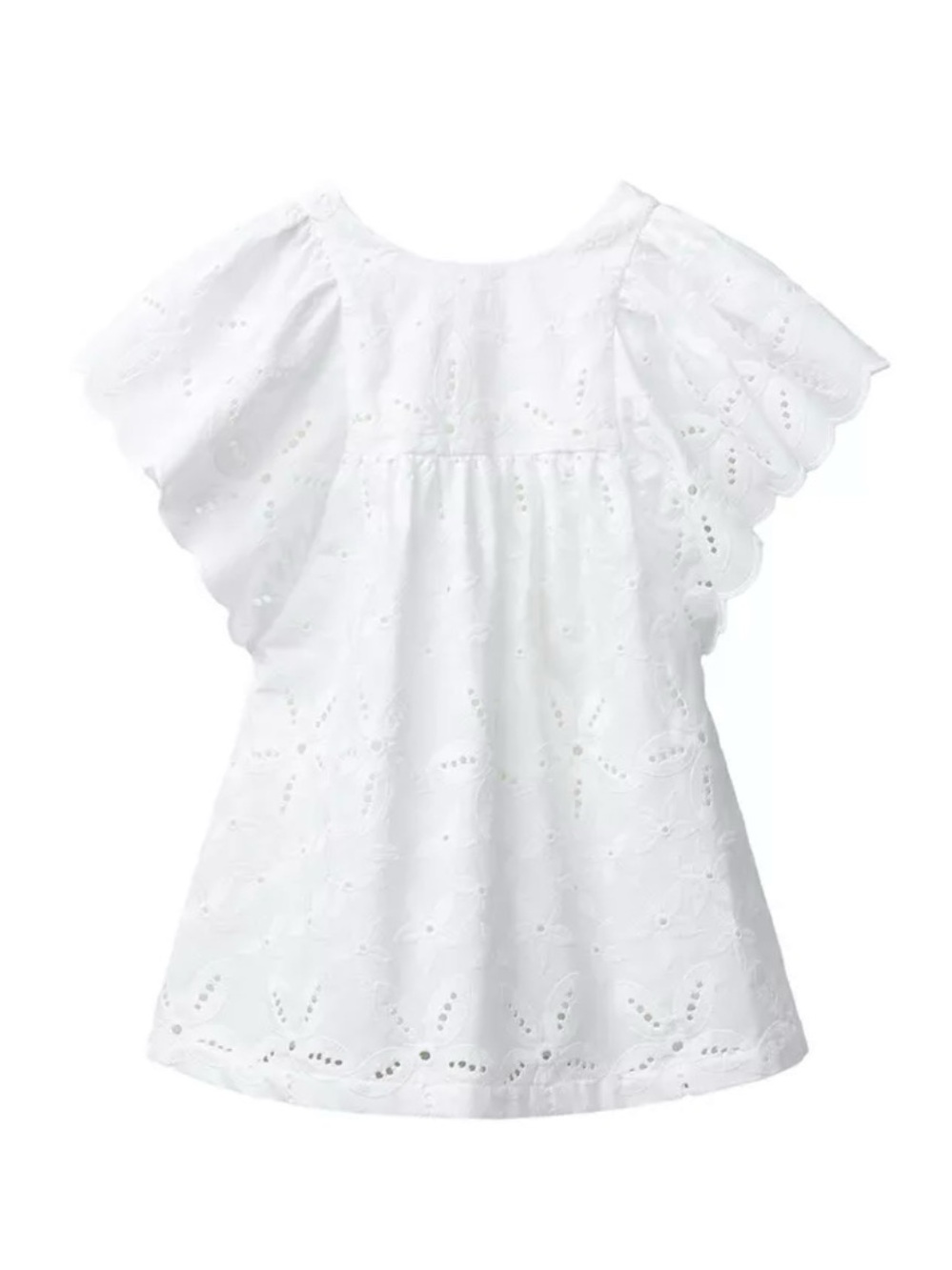 Zara White Eyelet Flutter Dress 3T